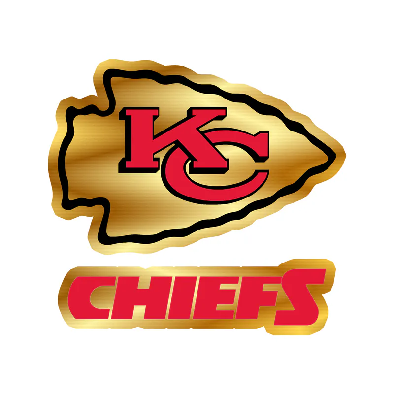 Kansas City Chiefs - White Arrow with Name-  Gold Chrome Vinyl Sticker – Custom Size