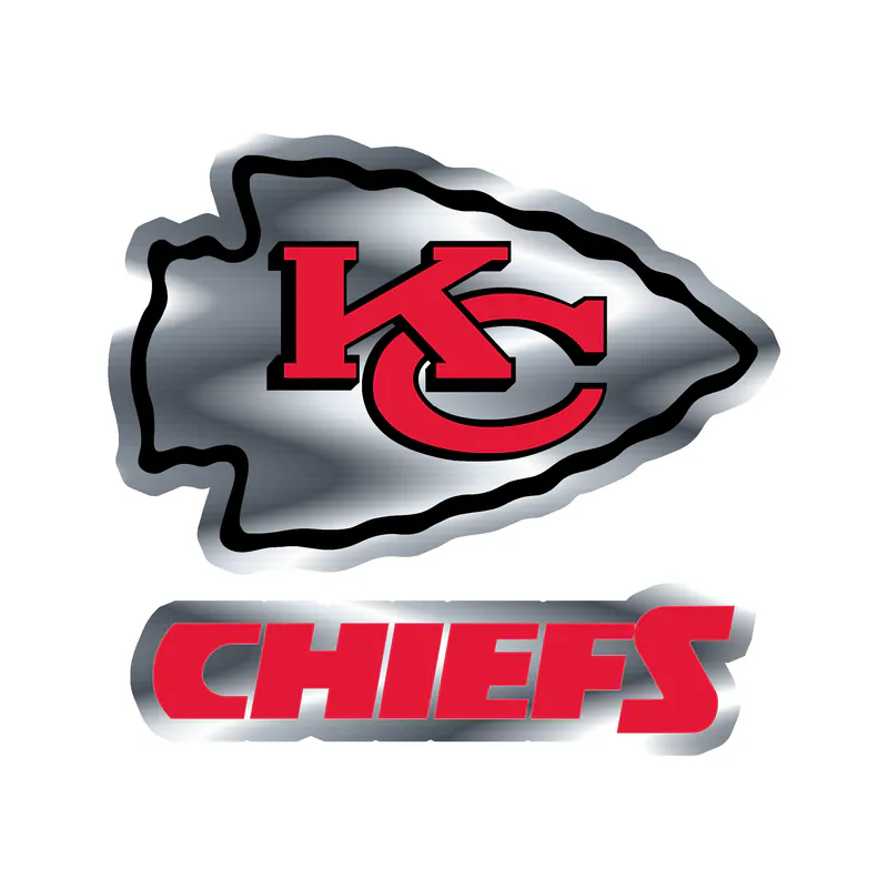 Kansas City Chiefs - White Arrow with Name-  Silver Chrome Vinyl Sticker – Custom Size