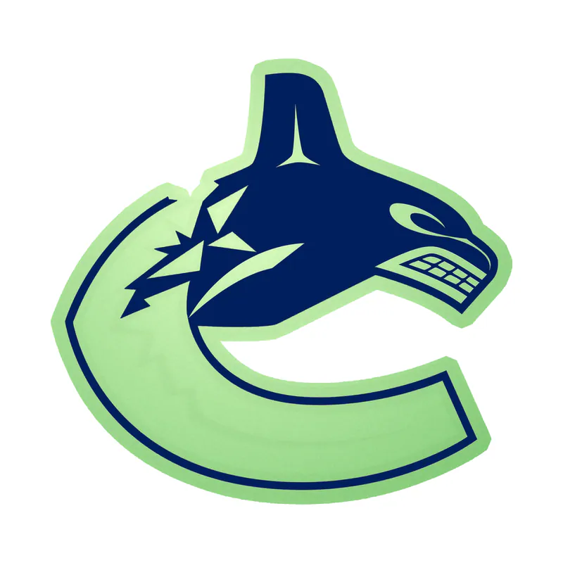 Vancouver Canucks - Whale With White C - Glow in the Dark Vinyl Sticker - Custom Size