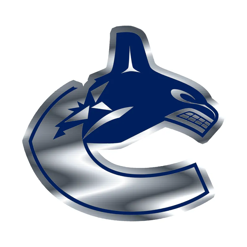 Vancouver Canucks - Whale With White C - Silver Chrome Vinyl Sticker - Custom Size