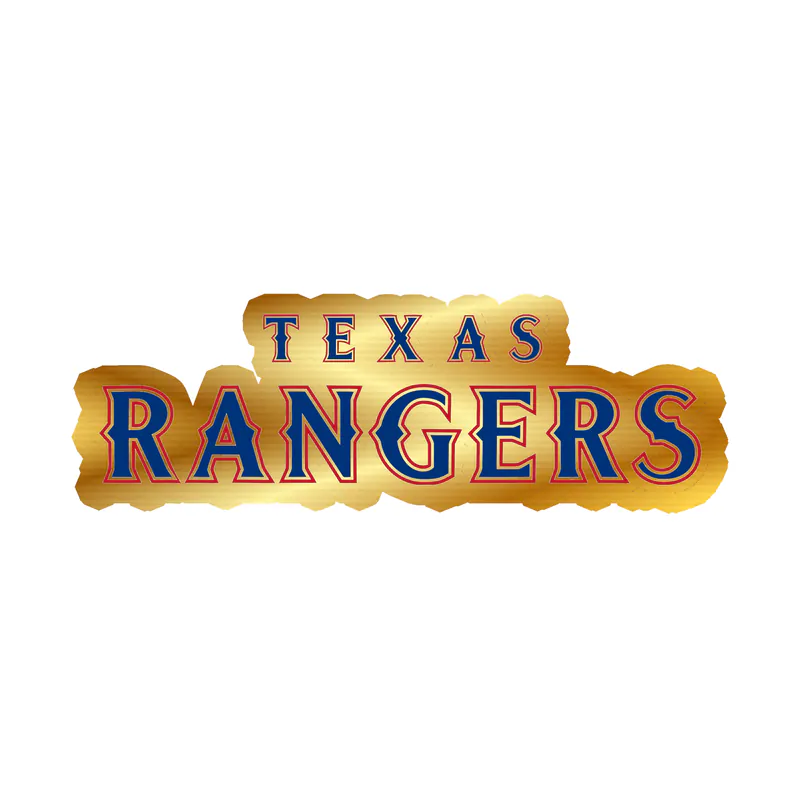 Texas Rangers - Outlined Name - Gold Chrome Vinyl Sticker - Custom Size