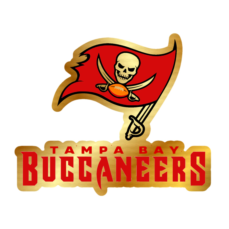 Tampa Bay Buccaneers - Light Flag Wording - Gold Chrome Vinyl Sticker - Custom Size