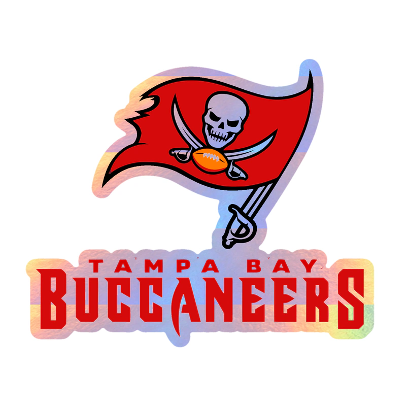 Tampa Bay Buccaneers - Light Flag Wording - Holographic Vinyl Sticker - Custom Size