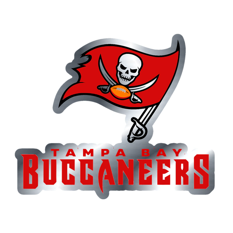 Tampa Bay Buccaneers - Light Flag Wording - Silver Chrome Vinyl Sticker - Custom Size