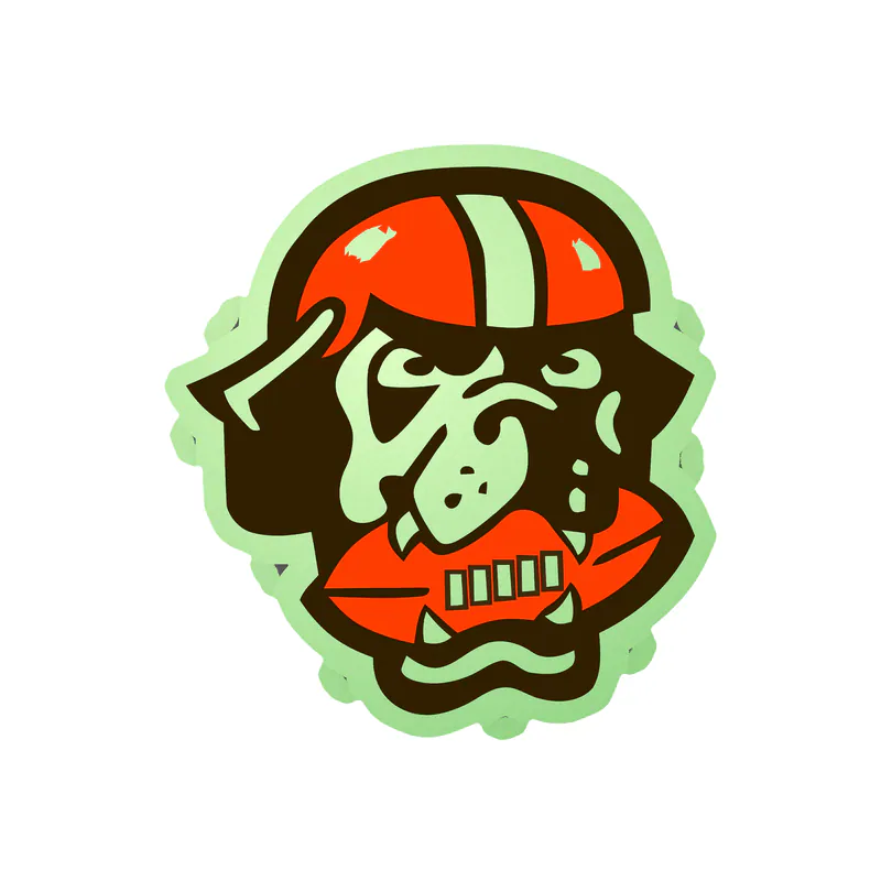 Cleveland Browns - Dog with Football - Glow in the Dark Vinyl Sticker - Custom Size