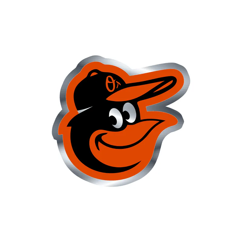 Baltimore Orioles - Bird Cartoon Head - Silver Chrome Vinyl Sticker - Custom Size