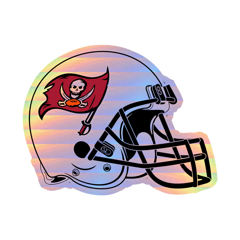 Tampa Bay Buccaneers - Light Helmet - Holographic Vinyl Sticker - Custom Size