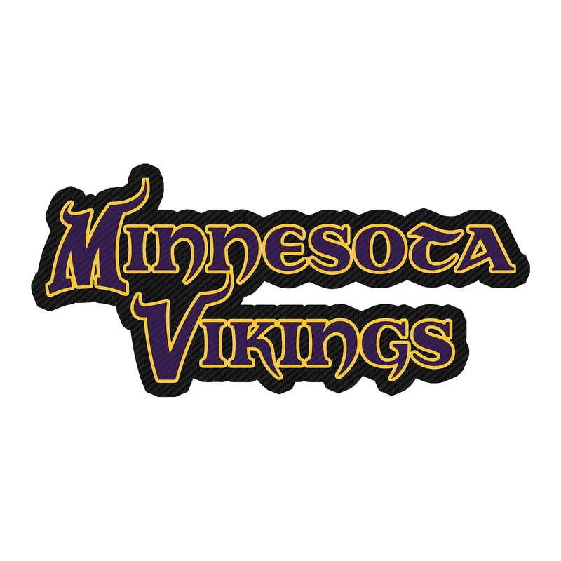 Minnesota Vikings - Purple and Yellow Lettering - Carbon Fiber Vinyl Sticker - Custom Size