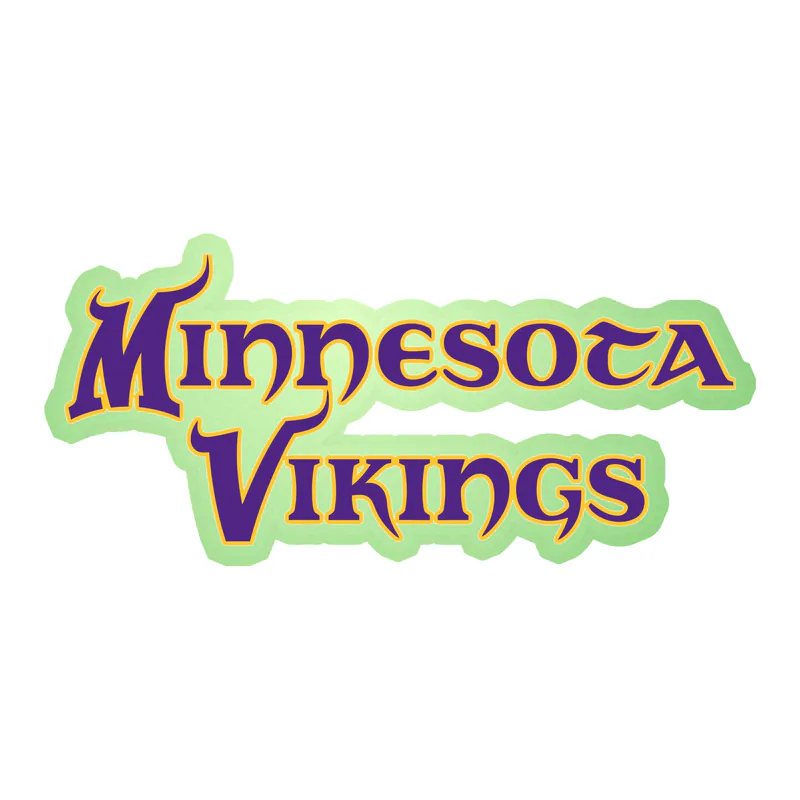 Minnesota Vikings - Purple and Yellow Lettering - Glow in the Dark Vinyl Sticker - Custom Size