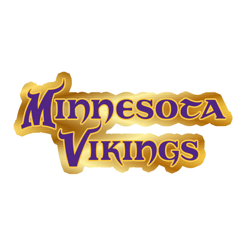 Minnesota Vikings - Purple and Yellow Lettering - Gold Chrome Vinyl Sticker - Custom Size