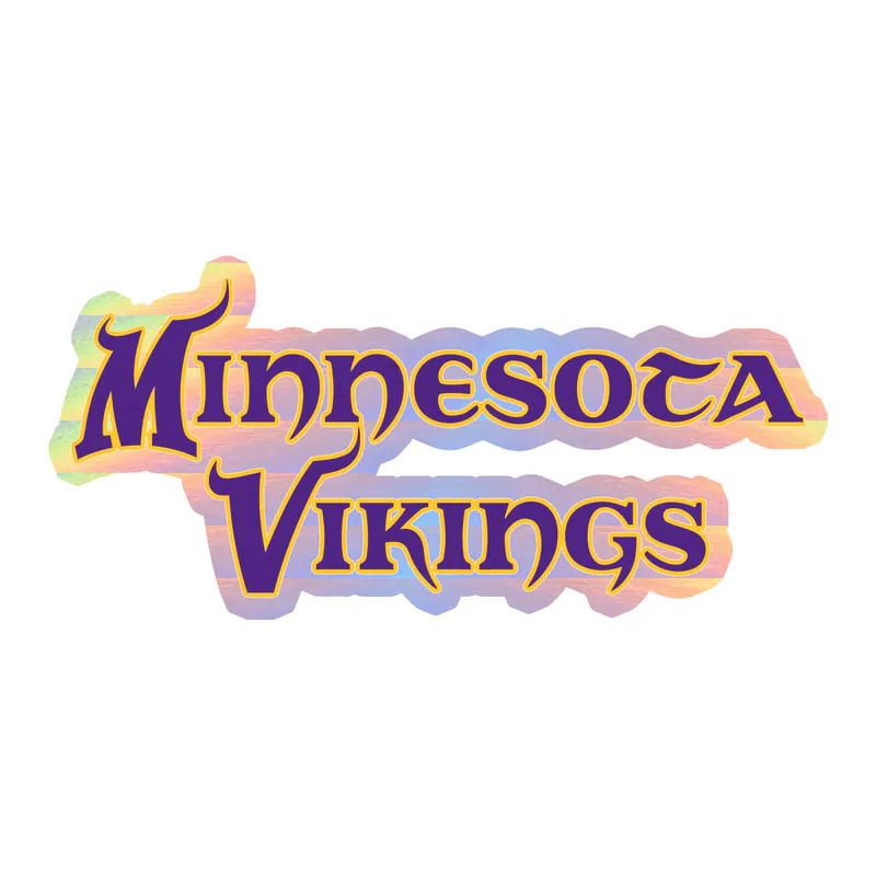Minnesota Vikings - Purple and Yellow Lettering - Holographic Vinyl Sticker - Custom Size