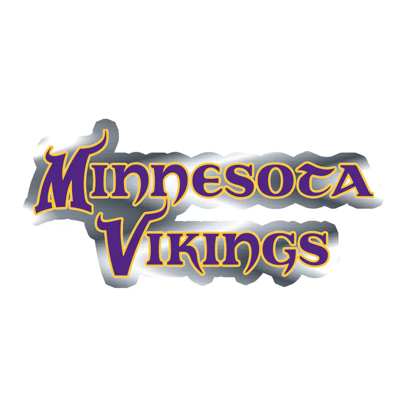 Minnesota Vikings - Purple and Yellow Lettering - Silver Chrome Vinyl Sticker - Custom Size