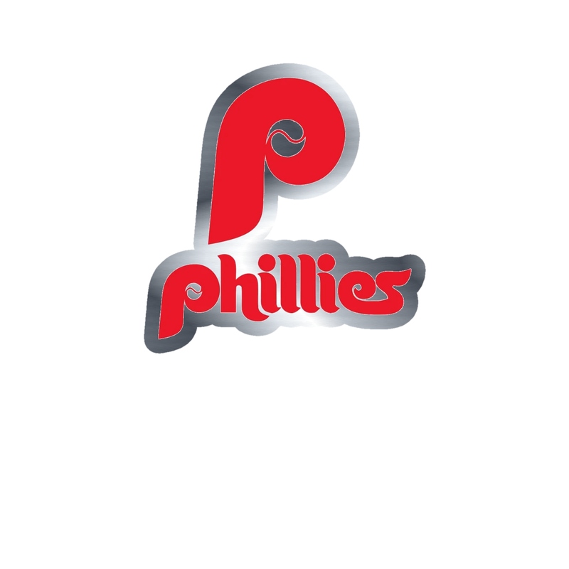 Philadelphia Phillies - P With Phillies - Silver Chrome Vinyl Sticker - Custom Size