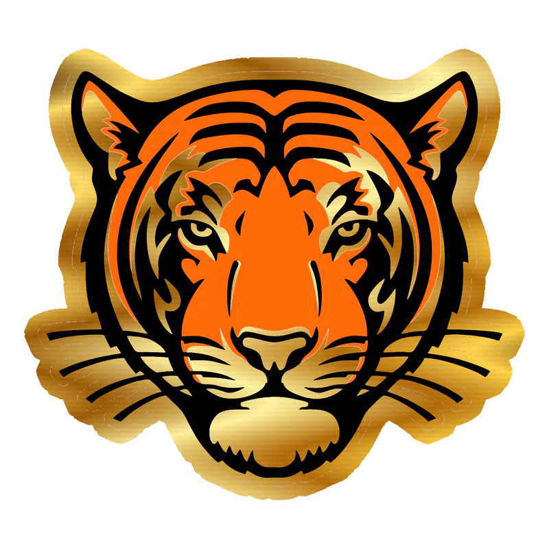 Princeton Tigers - Tiger Head - Gold Chrome Vinyl Decal - Custom Size
