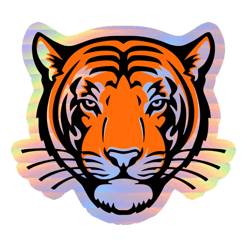 Princeton Tigers - Tiger Head - Holographic Vinyl Decal - Custom Size