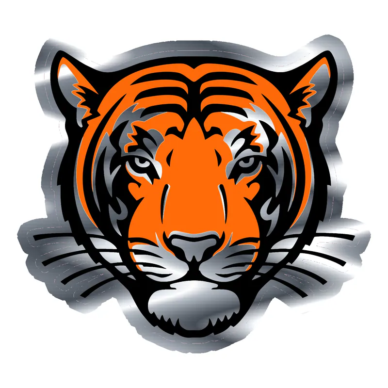 Princeton Tigers - Tiger Head - Silver Chrome Vinyl Decal - Custom Size
