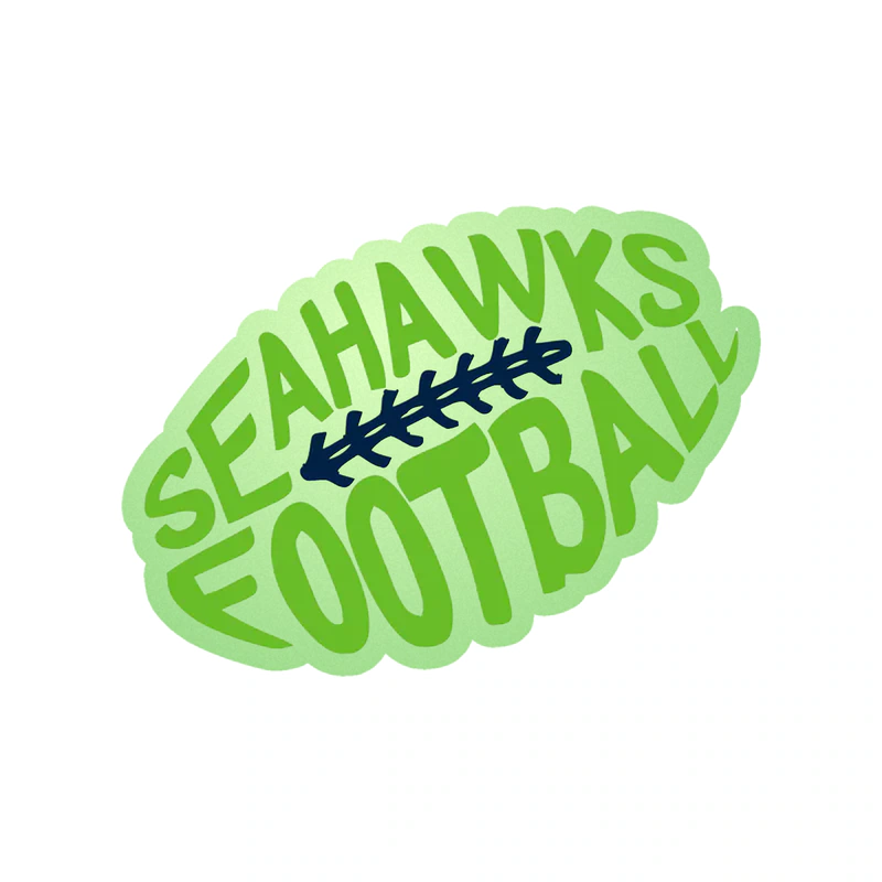 Seattle Seahawks Football Glow in the Dark Vinyl Sticker - Custom Size
