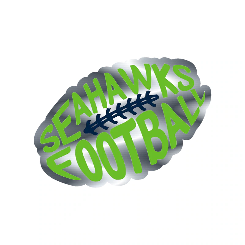 Seattle Seahawks Football Silver Chrome Vinyl Sticker - Custom Size