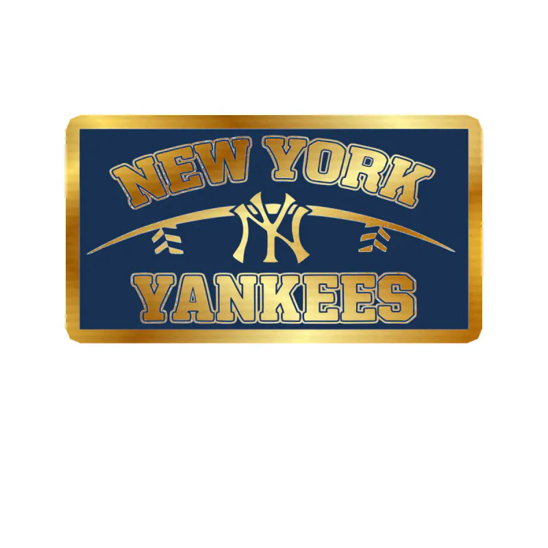 New York Yankees - Rectangle With Name - Gold Chrome Vinyl Sticker - Custom Size