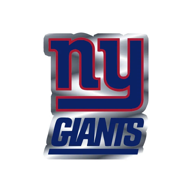 New York Giants - NY With Giants Underneath - Silver Chrome Vinyl Sticker - Custom Size