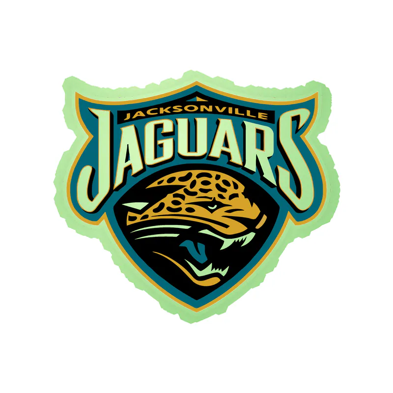 Jacksonville Jaguars - Shield With Jaguar head - Glow in the Dark Vinyl Sticker - Custom Size