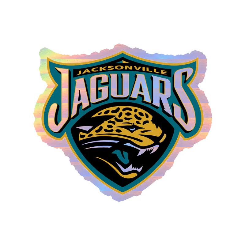 Jacksonville Jaguars - Shield With Jaguar head - Holographic Vinyl Sticker - Custom Size