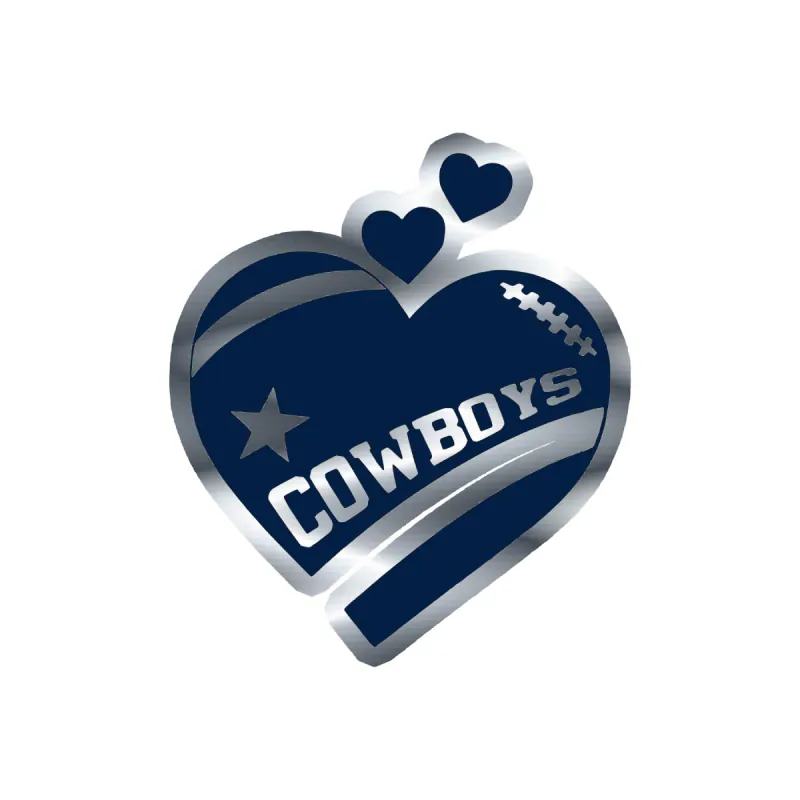 Dallas Cowboys - Heart - Image 1 - Silver Chrome Vinyl Sticker - Custom Size