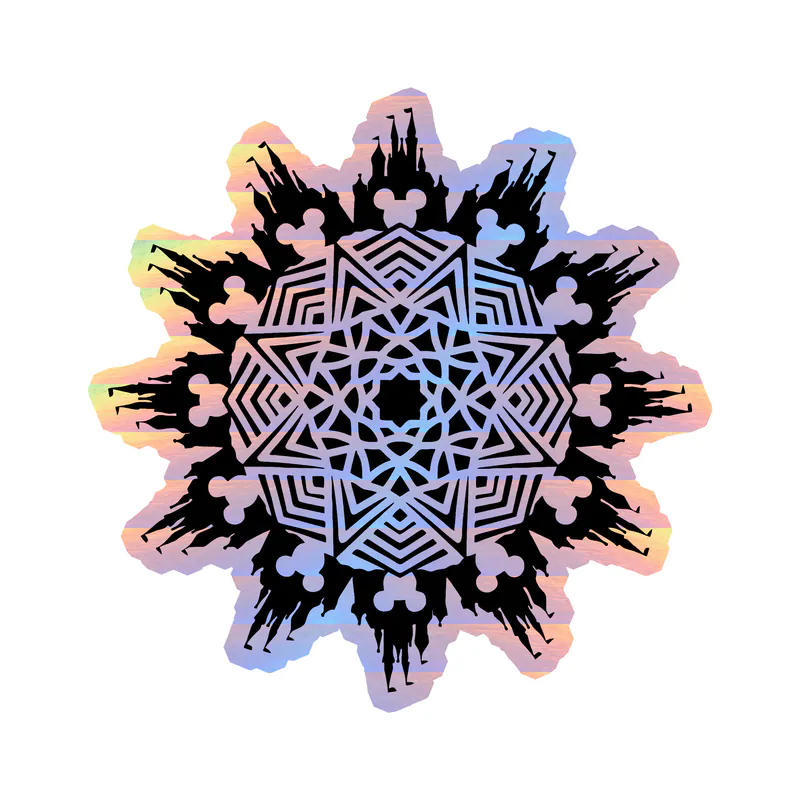 Mickey Medallion Holographic Vinyl Sticker - Custom Size