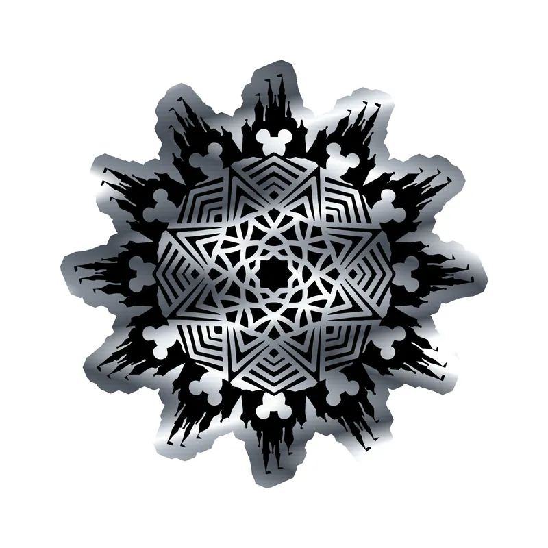 Mickey Medallion Silver Chrome Vinyl Sticker - Custom Size