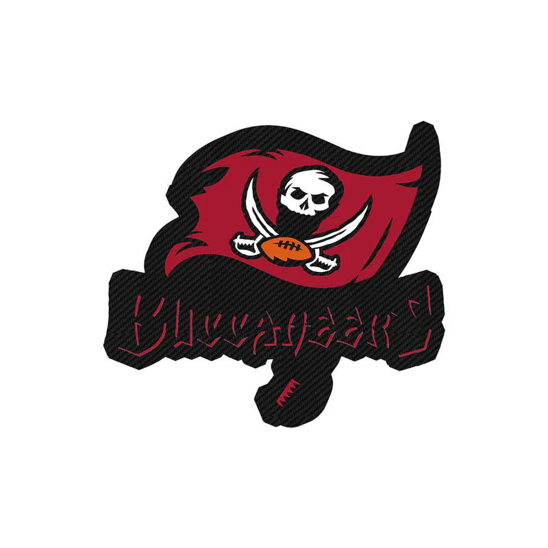 Tampa Bay Buccaneers - Dark Flag Wording - Carbon Fiber Vinyl Sticker - Custom Size