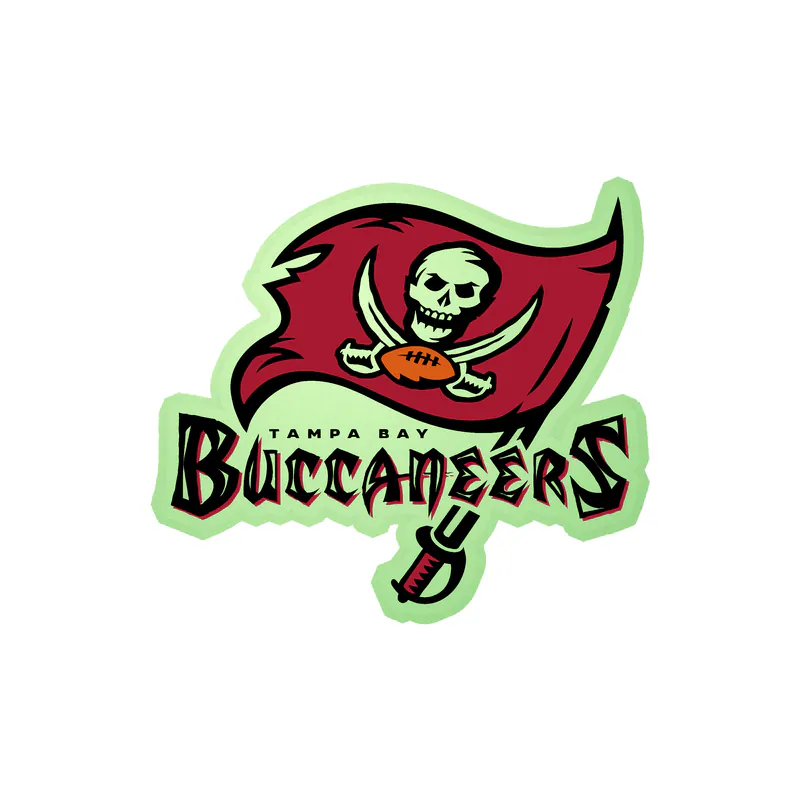 Tampa Bay Buccaneers - Dark Flag Wording - Glow in the Dark Vinyl Sticker - Custom Size