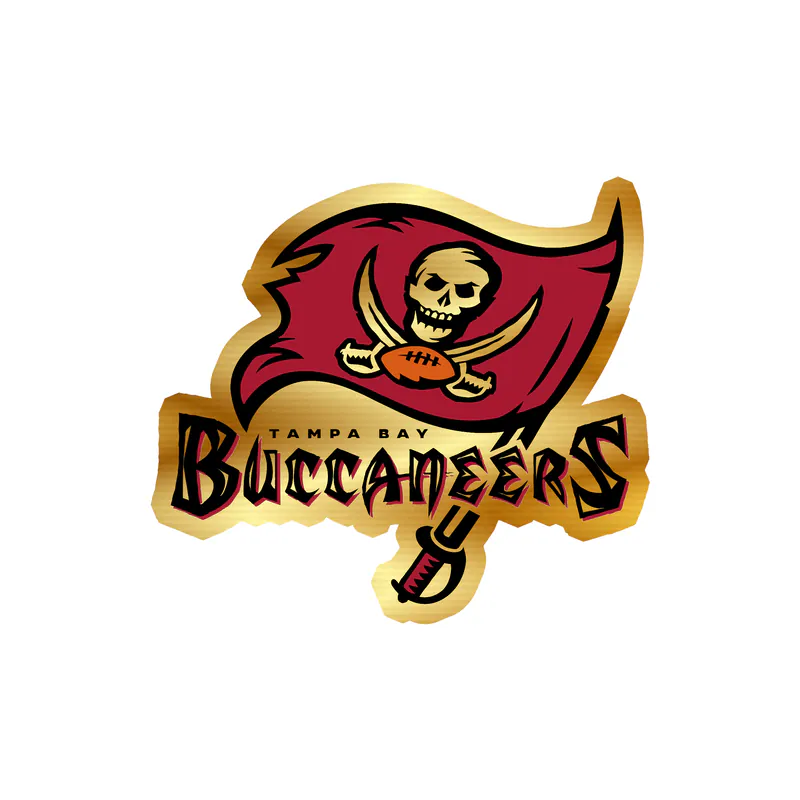 Tampa Bay Buccaneers - Dark Flag Wording - Gold Chrome Vinyl Sticker - Custom Size