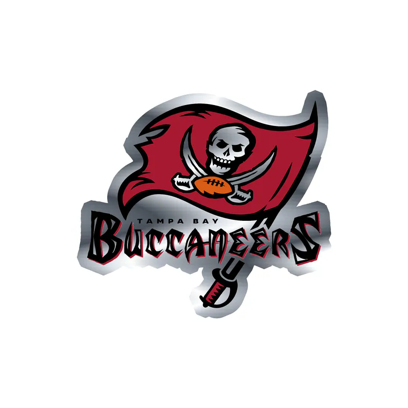 Tampa Bay Buccaneers - Dark Flag Wording - Silver Chrome Vinyl Sticker - Custom Size