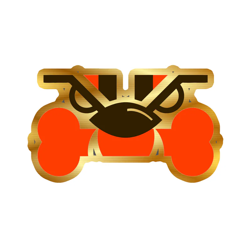 Cleveland Browns - Dog with Bone - Gold Chrome Vinyl Sticker - Custom Size