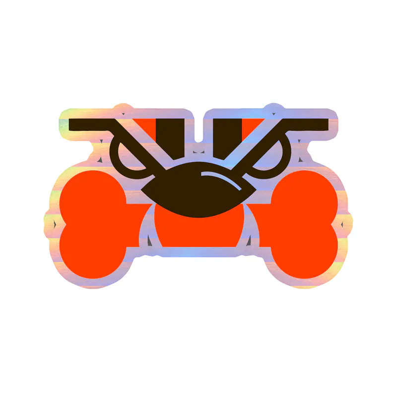 Cleveland Browns - Dog with Bone - Holographic Vinyl Sticker - Custom Size