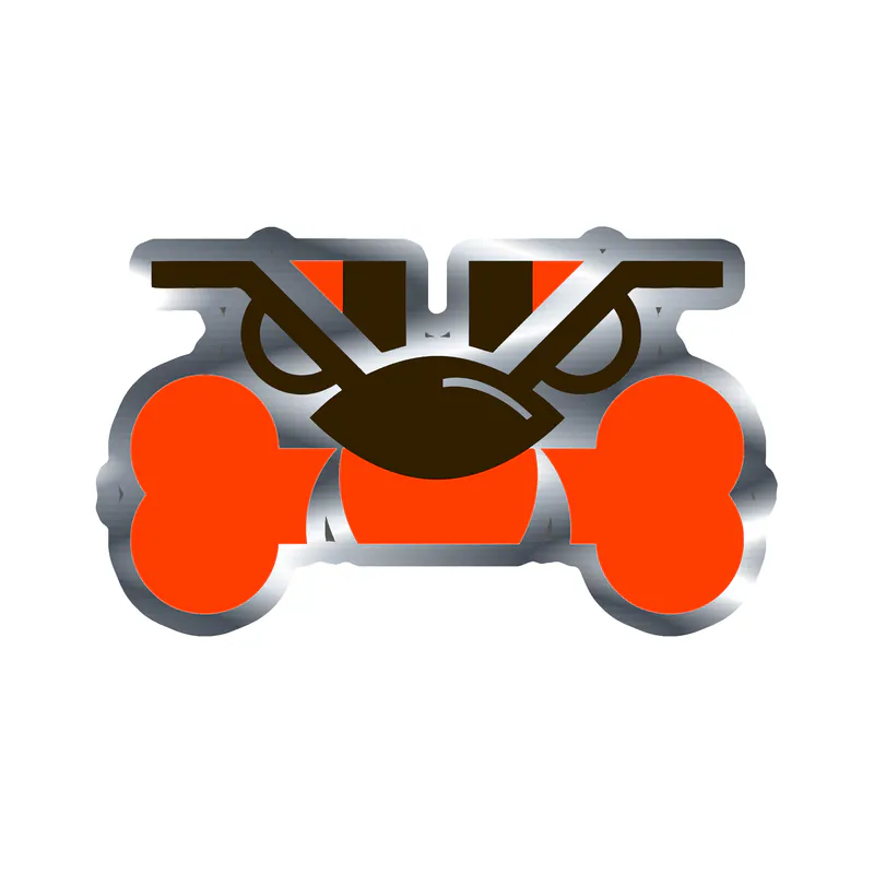 Cleveland Browns - Dog with Bone - Silver Chrome Vinyl Sticker - Custom Size