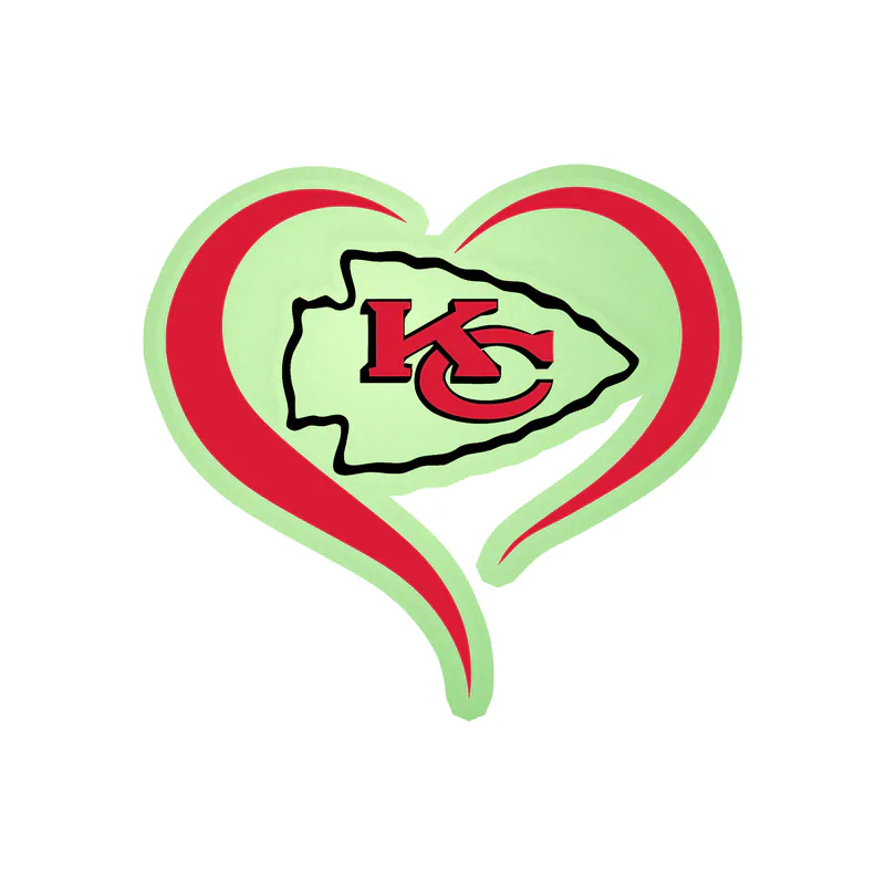Kansas City Chiefs - Heart - Glow in the Dark Vinyl Sticker – Custom Size