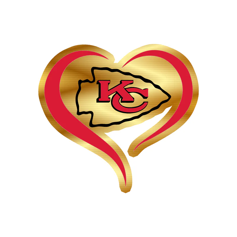 Kansas City Chiefs - Heart - Gold Chrome Vinyl Sticker – Custom Size