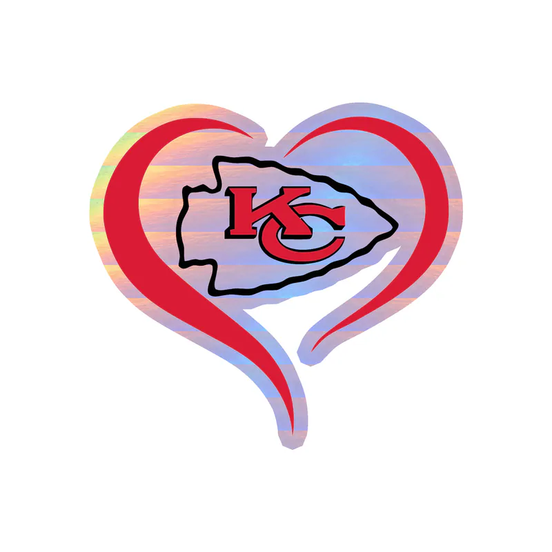 Kansas City Chiefs - Heart - Holographic Vinyl Sticker – Custom Size