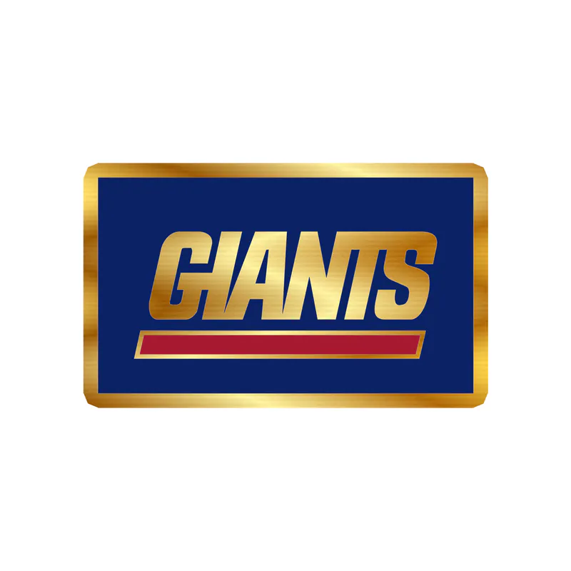 New York Giants - Rectangle Giants With Red Line - Gold Chrome Vinyl Sticker - Custom Size
