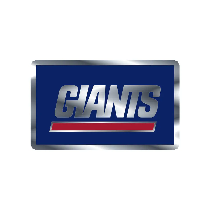 New York Giants - Rectangle Giants With Red Line - Silver Chrome Vinyl Sticker - Custom Size