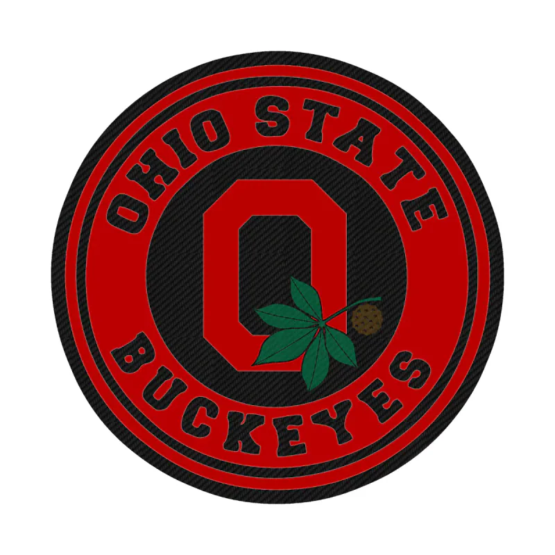 Ohio State Buckeyes - Red Circle - Carbon Fiber Vinyl Decal - Custom Size