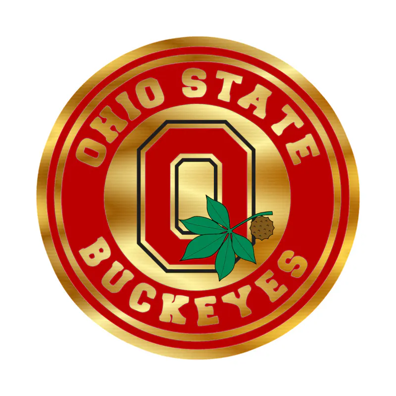 Ohio State Buckeyes - Red Circle - Gold Chrome Vinyl Decal - Custom Size