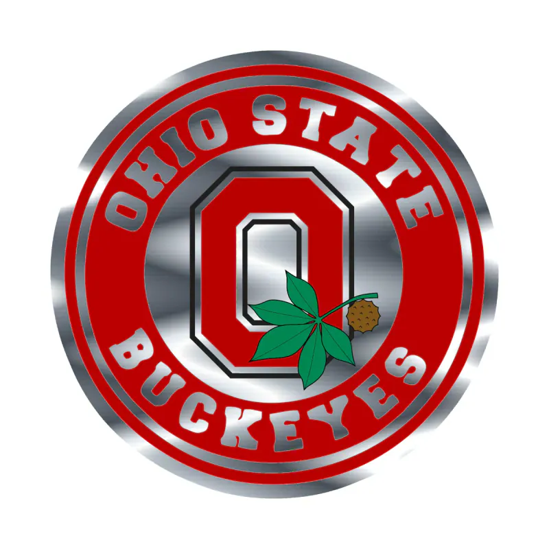 Ohio State Buckeyes - Red Circle - Silver Chrome Vinyl Decal - Custom Size