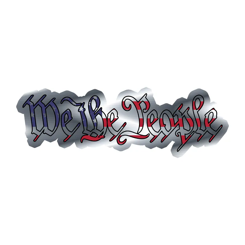 We The People American Flag - Silver Chrome Vinyl Decal - Custom size