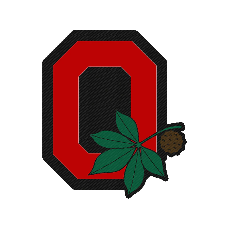 Ohio State Buckeyes - Red O With Leaf - Carbon Fiber Vinyl Decal - Custom Size