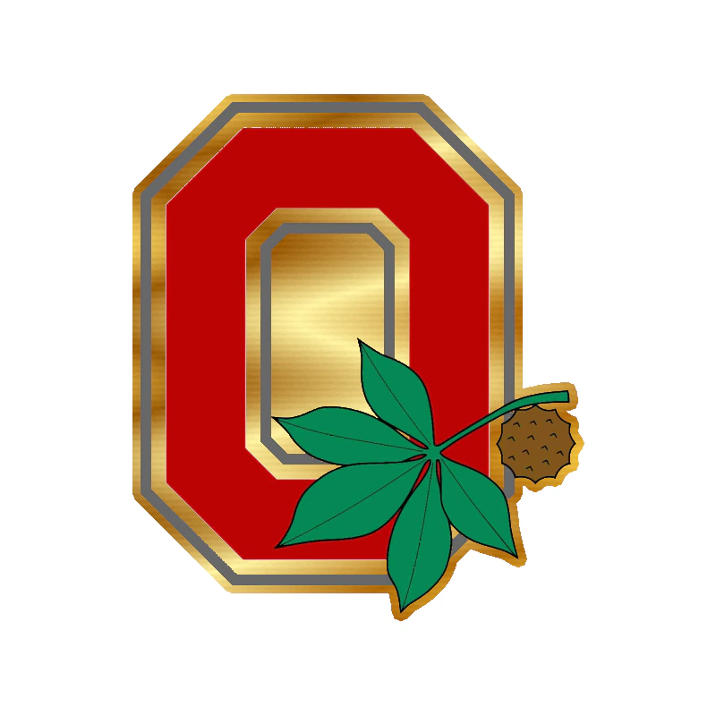 Ohio State Buckeyes - Red O With Leaf - Gold Chrome Vinyl Decal - Custom Size