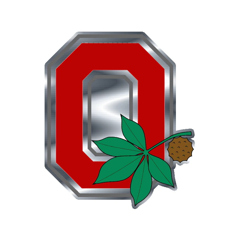 Ohio State Buckeyes - Red O With Leaf - Silver Chrome Vinyl Decal - Custom Size