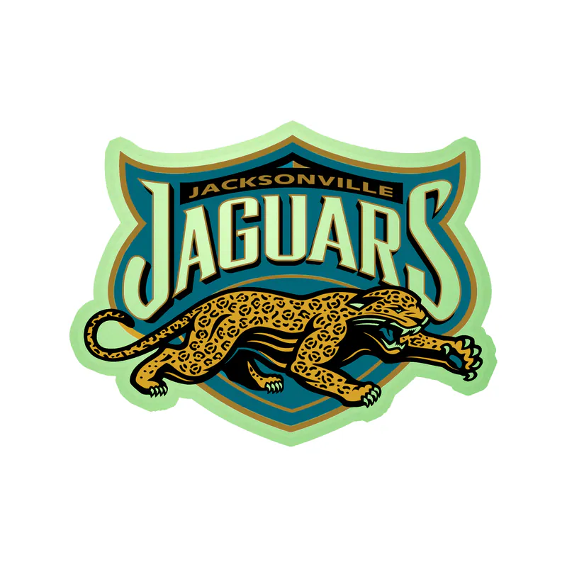 Jacksonville Jaguars - Shield With Jaguar - Glow in the Dark Vinyl Sticker - Custom Size
