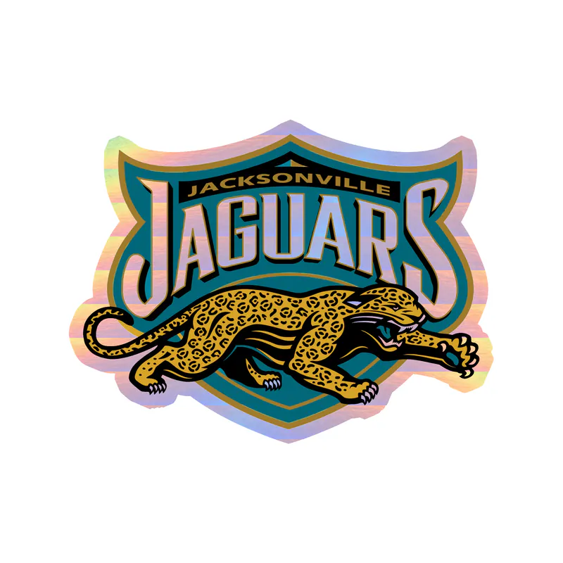Jacksonville Jaguars - Shield With Jaguar - Holographic Vinyl Sticker - Custom Size